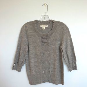 Grey Round Neck, Button Up Sweater